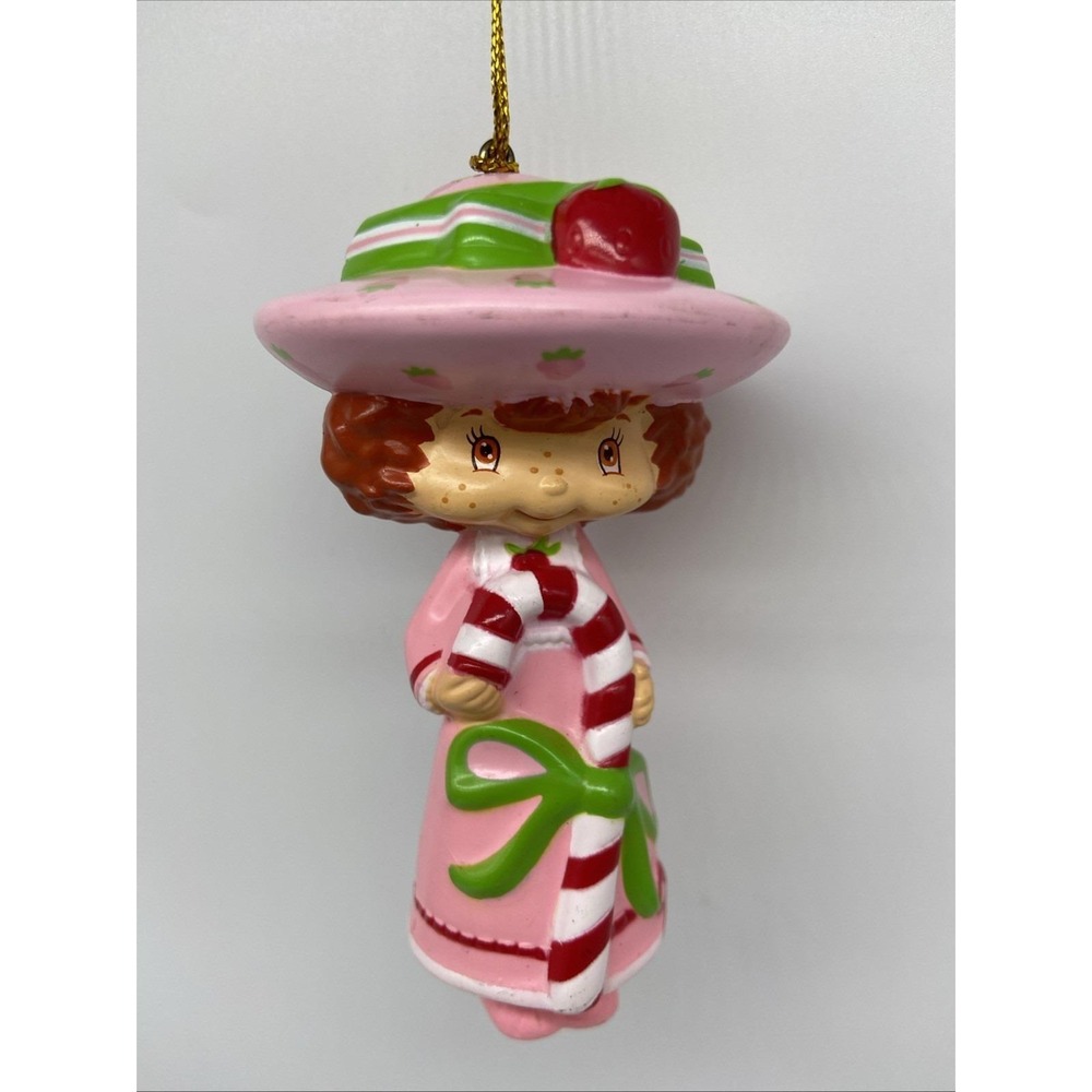 Strawberry Shortcake Candy Cane Christmas Ornament Pink Dress Hat 2004 TCFC